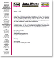 Letter: Auto-Wares Endorses Repair Shop Websites