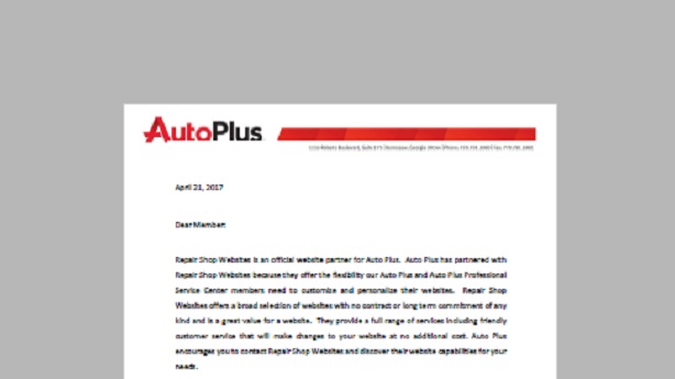Auto Plus Endorses Repair Shop Websites