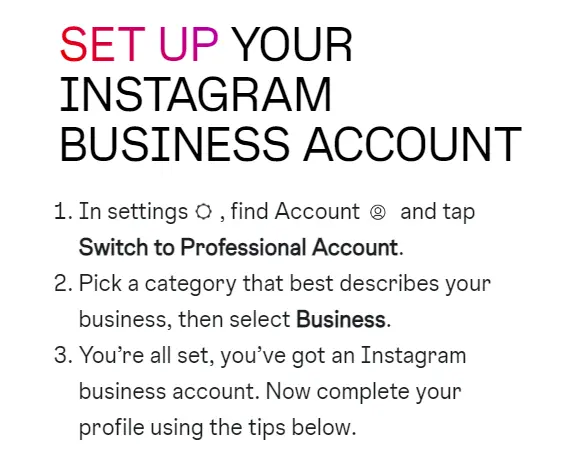 Instagram Business Account instructions