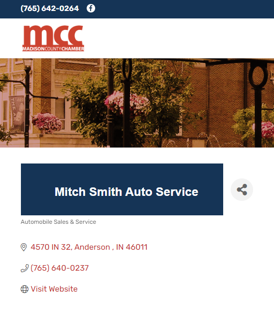 Auto Repair Shop links on Chamber of Commerce website